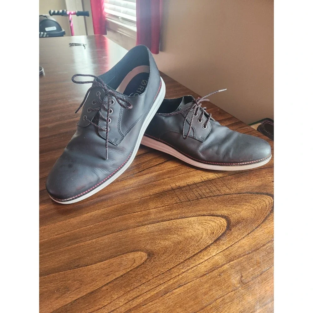Cole Haan Men's OriginalGrand Plain Toe Oxford Leather Shoes Black Size 10.5